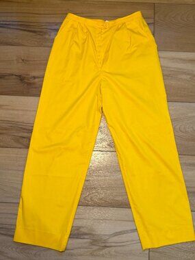 VTG Courrèges 1980s Yellow Poly Blend High-Waisted Trousers